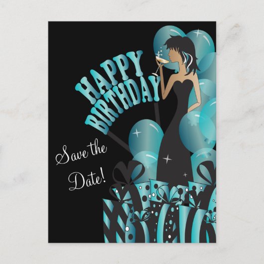 Carte Postale Faire-part Joyeux Anniversaire Fille Diva | Nom fait maison | (Devant)