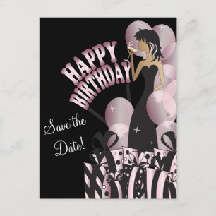 Carte Postale Faire-part Joyeux Anniversaire Fille Diva Nom fait maison