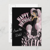 Carte Postale Faire-part Joyeux Anniversaire Fille Diva | Nom fait maison | (Devant / Derrière)