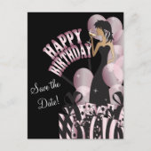 Carte Postale Faire-part Joyeux Anniversaire Fille Diva | Nom fait maison | (Devant)