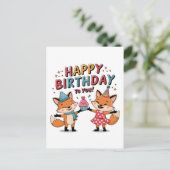 Carte Postale Faire-part Joyeux Anniversaire Renards (Debout devant)