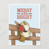 Carte Postale Faire-part Joyeux et brillant Casquette Cowboy avec Fleurs No (Devant)