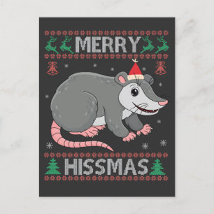 Carte Postale Faire-part Joyeux Hissmas Drôle Moche Xmas Sweater Opossum Ca