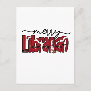 Carte Postale Faire-part Joyeux Noël Bibliothécaire Amoureux de Livres Bibl