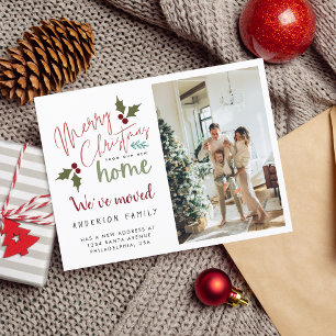 Carte Postale Faire-part Joyeux Noël depuis notre nouvelle maison Photo Dém