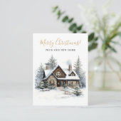 Carte Postale Faire-part Joyeux Noël Maison Rustique Déménagement (Debout devant)