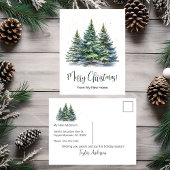 Carte Postale Faire-part Joyeux Noël Nouveau Accueil Pins Arbres