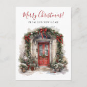 Carte Postale Faire-part Joyeux Noël Nouveau Accueil Porte avant Déménageme (Devant)