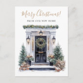 Carte Postale Faire-part Joyeux Noël Nouveau Accueil Porte avant Déménageme (Devant)