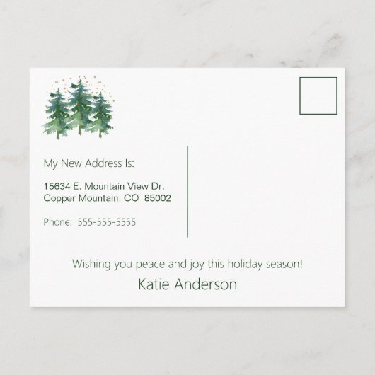 Carte Postale Faire-part Joyeux Noël Nouvelle Maison Pins (Dos)