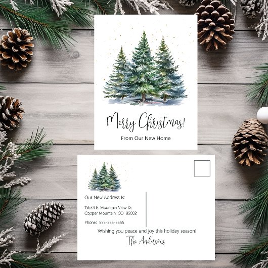 Carte Postale Faire-part Joyeux Noël Nouvelle Maison Pins