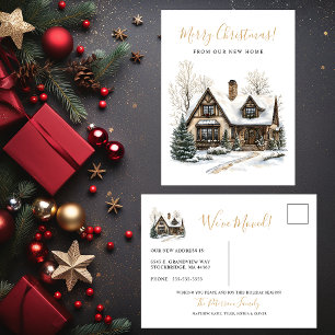 Carte Postale Faire-part Joyeux Noël Rustique Nouvelle Maison Déménagement