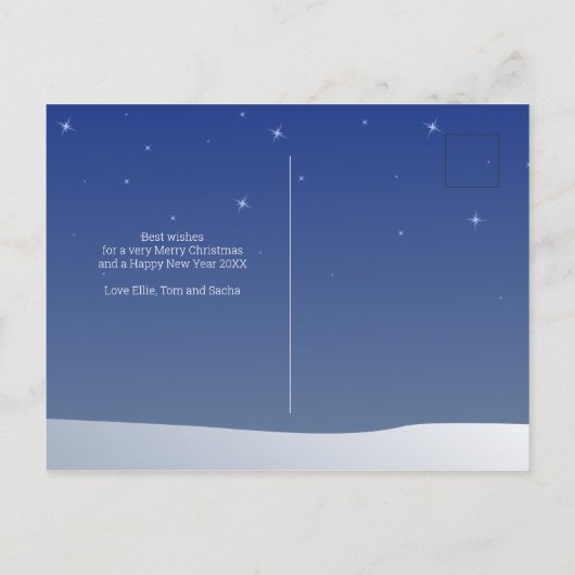 Carte Postale Faire-part Joyeux Noël Scène d'hiver Toits Fêtes de fin d'ann (Dos)