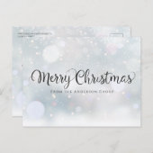 Carte Postale Faire-part Joyeux Noël Script Snowflakes Office Holiday (Devant / Derrière)