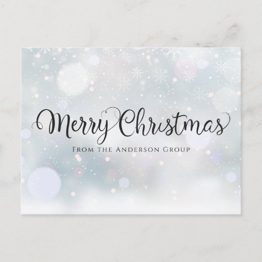 Carte Postale Faire-part Joyeux Noël Script Snowflakes Office Holiday (Devant)