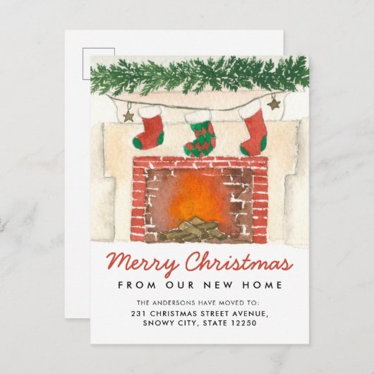 Carte Postale Faire-part Joyeux Noël Stockage Foyer Holiday Moving (Devant / Derrière)
