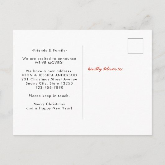 Carte Postale Faire-part Joyeux Noël Stockage Foyer Holiday Moving (Dos)