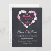 Carte Postale Faire-part Joyeux Pour Toujours Cœurs Roses Enregistrer la Da (Devant / Derrière)