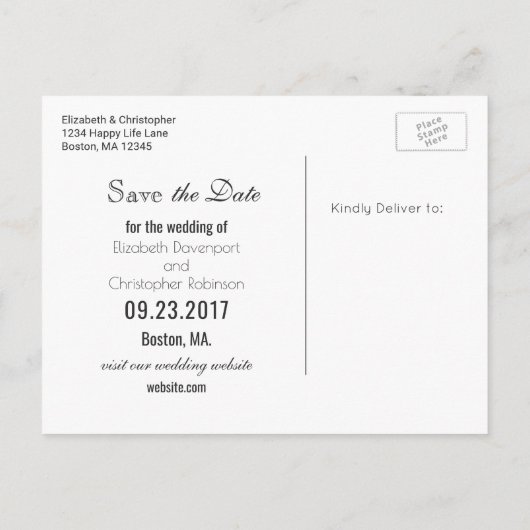 Carte Postale Faire-part Joyeux Pour Toujours Cœurs Roses Enregistrer la Da (Dos)