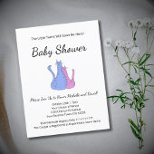 Carte Postale Faire-part Jumeaux Chat Bleu Rose Élégant Baby Shower