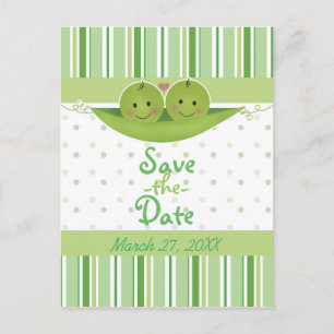 Carte Postale Faire-part Jumeaux Deux Petits Pois dans une Cosse Baby Showe