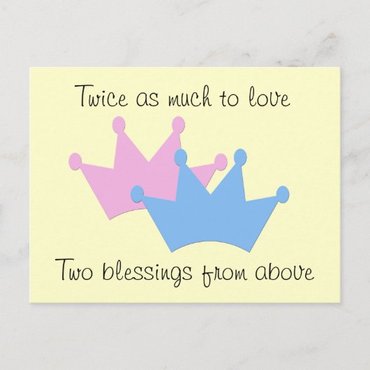 Carte Postale Faire-part Jumeaux garçon et fille ! (Devant)