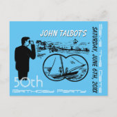 Carte Postale Faire-part Jumelles Bateau à voile 50e anniversaire Enregistr (Devant)