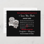 Carte Postale Faire-part Jusqu'à ce que la mort nous sépare Crânes Rouge No (Devant / Derrière)