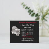 Carte Postale Faire-part Jusqu'à ce que la mort nous sépare Crânes Rouge No (Debout devant)