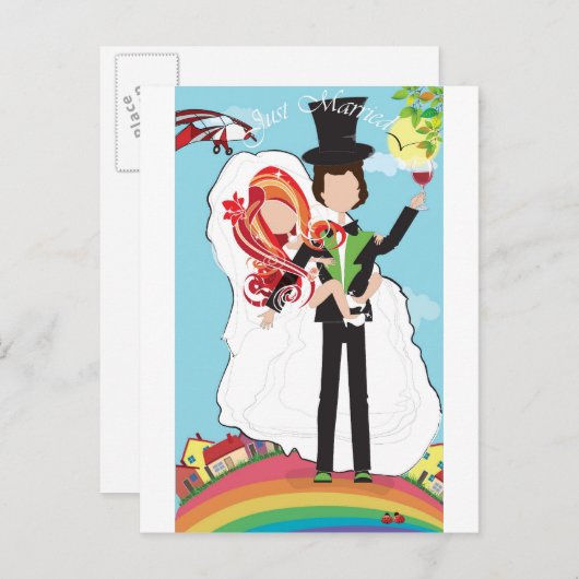 Carte Postale Faire-part Just Married ! (Devant / Derrière)
