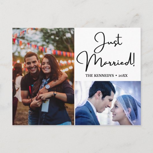 Carte Postale Faire-part Just Married 2 Mariage de photos (Devant)