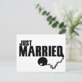 Carte Postale Faire-part Juste Marié balle et chaîne (Debout devant)