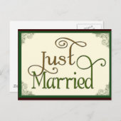 Carte Postale Faire-part Juste marié dans tourbillonner la police fun (Devant / Derrière)