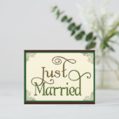 Carte Postale Faire-part Juste marié dans tourbillonner la police fun (Debout devant)