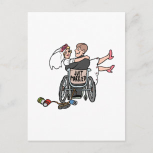 Carte Postale Faire-part Juste Marié Fauteuil Roulant