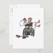 Carte Postale Faire-part Juste Marié Fauteuil Roulant (Devant / Derrière)