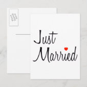 Carte Postale Faire-part Juste Marié (Script Avec Coeur Rouge) (Devant / Derrière)