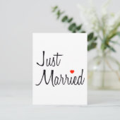 Carte Postale Faire-part Juste Marié (Script Avec Coeur Rouge) (Debout devant)