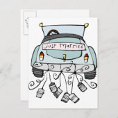 Carte Postale Faire-part Juste une voiture mariée traînant des boîtes (Devant / Derrière)