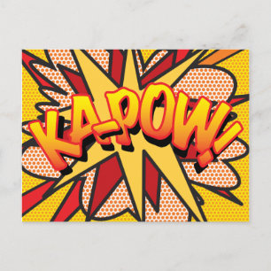 Carte Postale Faire-part KA-POW Votre message Parole Buble Fun Retro