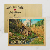 Carte Postale Faire-part Kentucky Sauver La Date Rustique Cabine Mill Woods (Devant / Derrière)