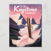 Carte Postale Faire-part Keystone pour skier (Devant)