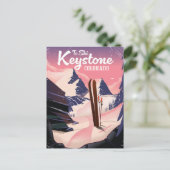 Carte Postale Faire-part Keystone pour skier (Debout devant)