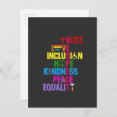 Carte Postale Faire-part Kindness Peace Equality Love Inclusion Hope (Devant / Derrière)