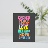 Carte Postale Faire-part Kindness Peace Equality Love Inclusion Hope Divers (Debout devant)