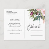 CARTE POSTALE FAIRE-PART KRAFT BLUSH BOURGOGNE FLEURAL ENSEMBLE ÉVÉNEMENT À (Dos)