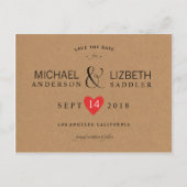 Carte Postale Faire-part Kraft Enregistrer la date, enregistrer simplement  (Devant)