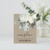 CARTE POSTALE FAIRE-PART KRAFT IVOIRE BLANC FLEURI BOUQUET MARIAGE NOUVEAU (Debout devant)