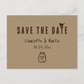 Carte Postale Faire-part Kraft Paper Heart Wedding Enregistrer La Date (Devant)