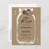 Carte Postale Faire-part Kraft Papier Mason Jar Mariage Enregistrer La Date (Devant / Derrière)